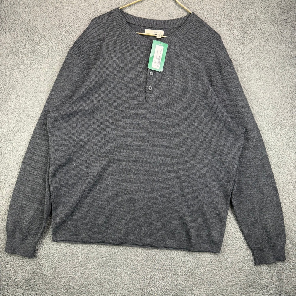 Hawker Rye Johnny Thermal Henley Sweater Dark Grey XXL New With Tags